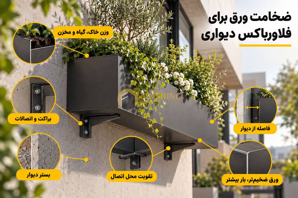 ضخامت مناسب ورق برای ساخت فلاورباکس فلزی چقدر است؟ 1 ضخامت ورق برای فلاورباکس فلزی دیواری